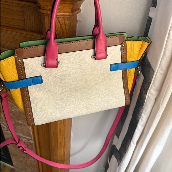 Coach Swagger 27 Carryall in Rainbow Colorblock Leather - Picture 2 of 5